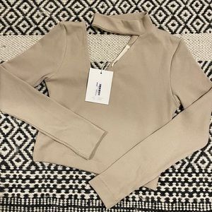 OAK + FORT Mock Neck with Cut-Out